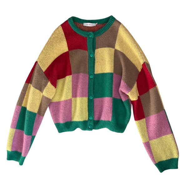 Lisa Says Gah Sweaters - Lisa Says Gah Lauda Cardigan in Disco Check
